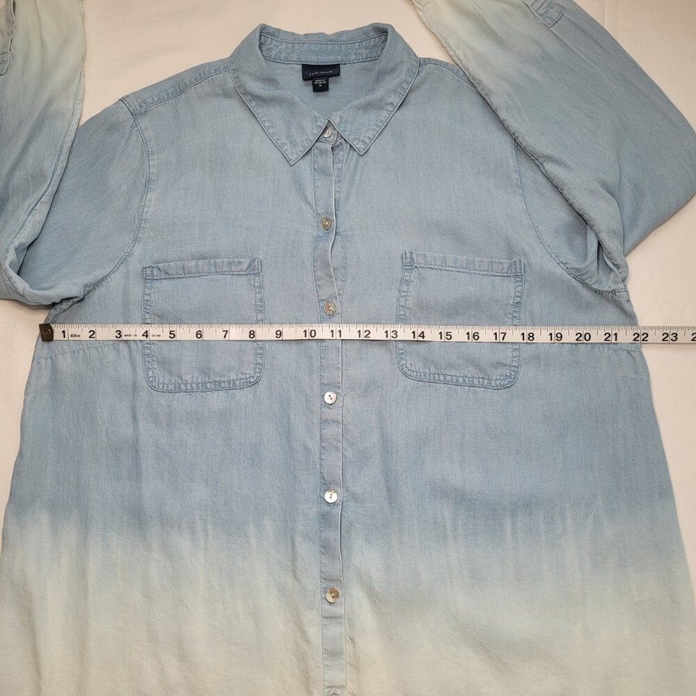 J.Jill Womens Button-Down Tunic Shirt Denim Ombre Blue White Chambray Coastal - Picture 9 of 12